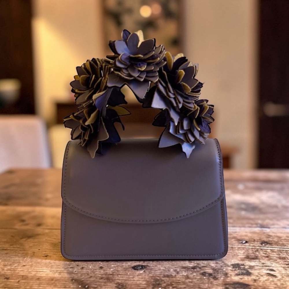 Zara Light Purple Mini Bag with Floral Accents Faux Leather Small Spring Trendy